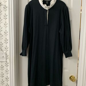 Crown & Ivy Size XXL black dress w/white ruffle collar and puffy cuffed sleeves